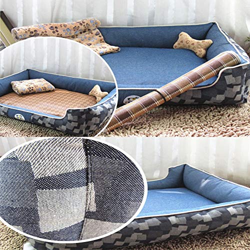 LIANGZHI Cama para Perros antimordeduras, Mascota Colchón Lavable Almohada Cojín Suave y Cálida Cama de Algodón PP con Parte Inferior Antideslizante para Perro GatoBrown-S