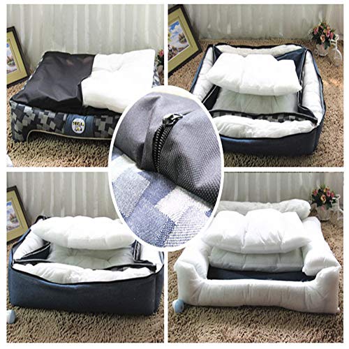 LIANGZHI Cama para Perros antimordeduras, Mascota Colchón Lavable Almohada Cojín Suave y Cálida Cama de Algodón PP con Parte Inferior Antideslizante para Perro GatoBrown-S