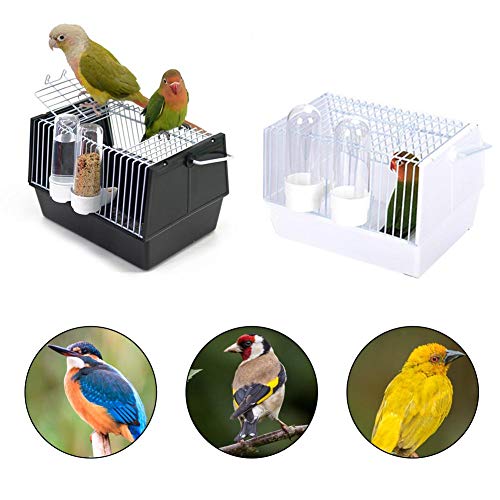 libelyef Bird Cage Portable out Transport Bird Cage Portátil Pequeña Jaula De Viaje para Pequeña Piel De Tigre De Peonía De Avestruz con Dos Alimentadores