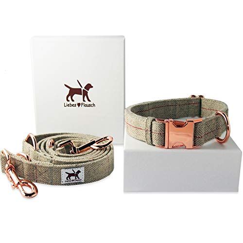 Liebes-Flausch - Correa para Perros + Collar para Perros en Set Elegante – Ajustable – Moderno