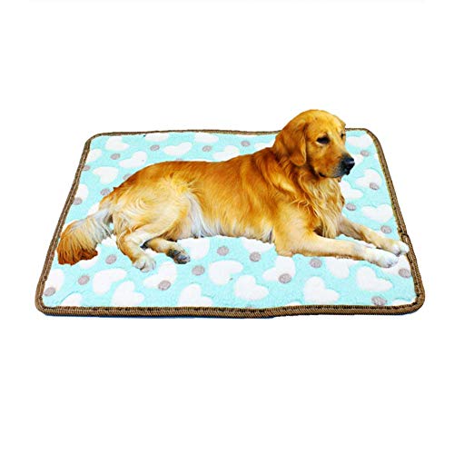 LIPETLI Mascotas Cama Perro Doble Cara de Paja Mat Cool Pad Primavera Verano Transpirable para Perros Pequeños y Medianos,Blue,L