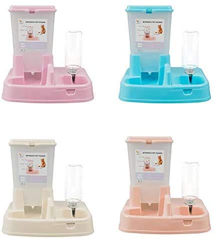 LLDKA Alimentador del Agua de alimentación de Mascotas, dispensador de Agua automático de Comida para Perros tazón extraíble Comedero automático,Blanco