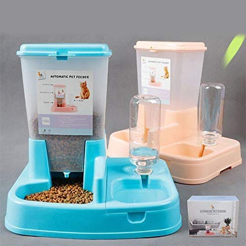 LLDKA Alimentador del Agua de alimentación de Mascotas, dispensador de Agua automático de Comida para Perros tazón extraíble Comedero automático,Blanco