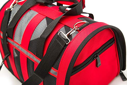 LLYU Transportador para Perros paño Grande Portador para transportes de Animales Bolso Bandolera aerolínea homologada Plegable Coche y Bicicleta al Aire Libre (Color : Red)