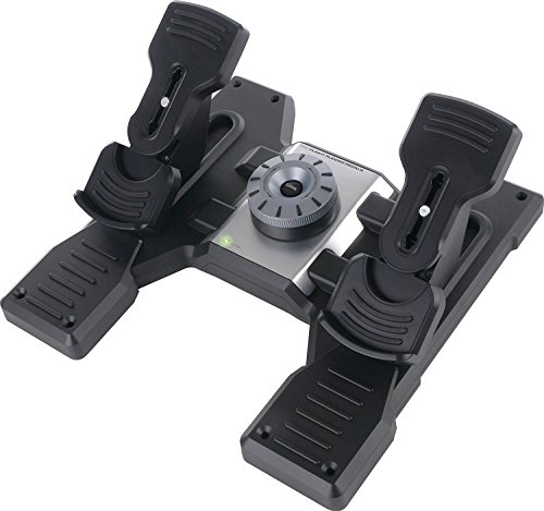 Logitech G Saitek Pro Flight Rudder Pedals, Timón/Pedales para Vuelo y Freno para Simullación de Vuelo, Centrado Automático, Tensión Ajustable, USB, PC, Color Negro