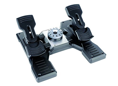 Logitech G Saitek Pro Flight Rudder Pedals, Timón/Pedales para Vuelo y Freno para Simullación de Vuelo, Centrado Automático, Tensión Ajustable, USB, PC, Color Negro