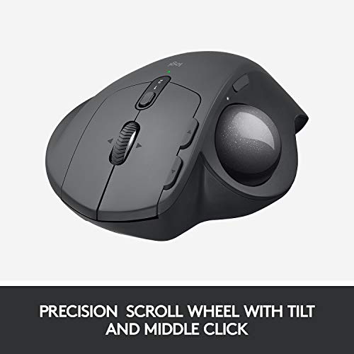 Logitech MX Ergo Ratón Trackball Inalámbrico Ergonómico, Bluetooth/2.4 GHz con Receptor Unifying USB, Ángulo del Trackball Ajustable, Rueda de Precisión Inclinable, Carga USB-C, PC/Mac/iPad OS, Negro