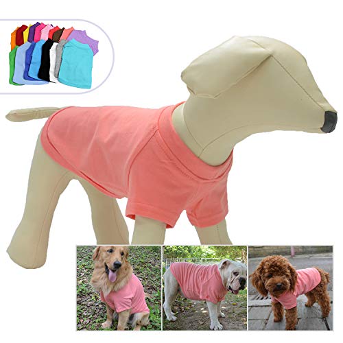 longlongpet 2019 - Disfraz de Perro, Camiseta para Perros Grandes y medianos, 100% algodón, 18 Colores Lotus Pink Medium