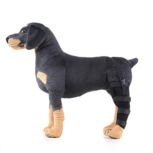 LOVIVER Rodillera para Perro, Soporte para Tobillo Protector Muñequera Protección de Hueso Carpiano, Ideal para Perros Lesionados - Pierna Trasera Izquierda-Negro s