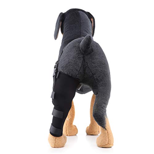 LOVIVER Rodillera para Perro, Soporte para Tobillo Protector Muñequera Protección de Hueso Carpiano, Ideal para Perros Lesionados - Pierna Trasera Izquierda-Negro s