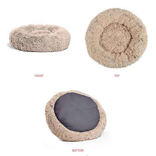 Lrhps Cama para Perros Cat Cuddler Cushion Peluche Donut Funda Lavable Desmontable Redonda Suave Cálida Sofá para mascotas60-120cm,Beige,100cm