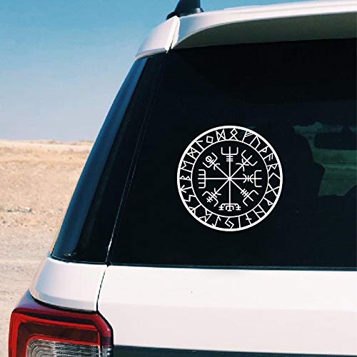 LSMYM Viking Protection Runes Compass Talisman Red Vinyl Decal Car Decor Removable Laptop Vinyl Sticker  Dark Green 19x19 cm