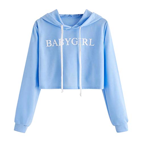 Luckycat Sudaderas con capucha Manga Larga Deportiva Mujer Juveniles Chicas Cropped Sudadera con Capucha Impresión De Patrones Manga Larga Sudaderas Cortas Sueter con Gorro Crop Top