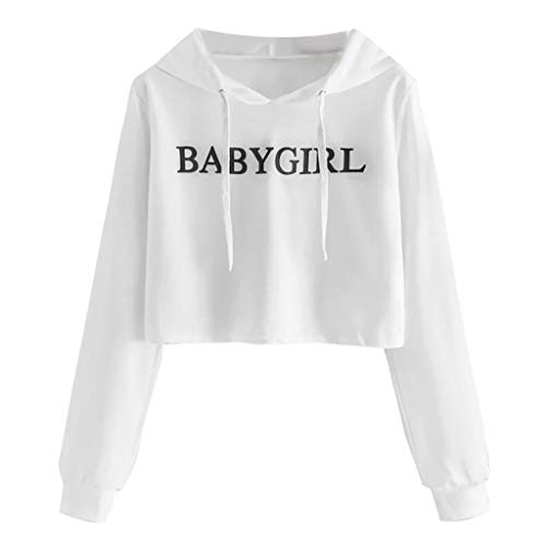 Luckycat Sudaderas con capucha Manga Larga Deportiva Mujer Juveniles Chicas Cropped Sudadera con Capucha Impresión De Patrones Manga Larga Sudaderas Cortas Sueter con Gorro Crop Top