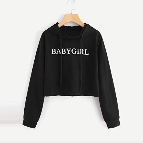 Luckycat Sudaderas con capucha Manga Larga Deportiva Mujer Juveniles Chicas Cropped Sudadera con Capucha Impresión De Patrones Manga Larga Sudaderas Cortas Sueter con Gorro Crop Top