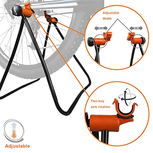 Luyao Soporte de bicicleta utilitario fácil, altura ajustable, soporte de bicicleta plegable para reparación de bastidor mecánico para almacenamiento de bicicletas