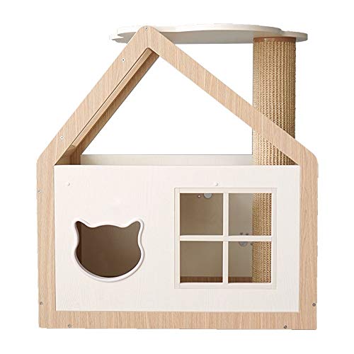 Lwieui Perreras Gato de Madera Columpio for Mascotas Dog House Cat House Casa Caseta de Perro Cubierta Refugio Uso Mascotas Casas de Perro (Color : White, Size : 82x45x90cm)