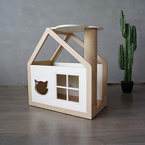 Lwieui Perreras Gato de Madera Columpio for Mascotas Dog House Cat House Casa Caseta de Perro Cubierta Refugio Uso Mascotas Casas de Perro (Color : White, Size : 82x45x90cm)