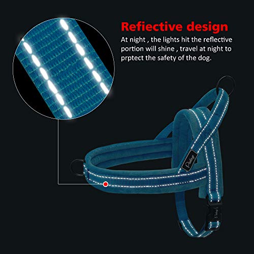 LYDCX Arnés para Perros Pitbull Arnés Reflectante para Perros Bull Arnés para Caminar Paseos para Perros Pug para Perros pequeños medianos Grandes Azul Negro XS ML