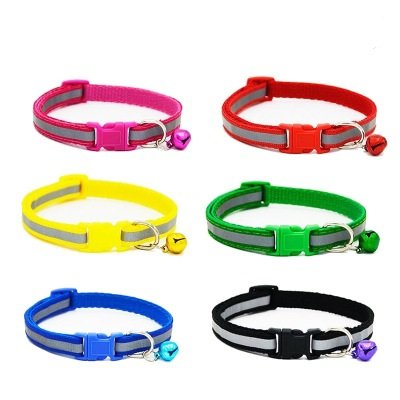 Mackur Collar para mascotas con cascabeles para gato y perro, reflectante, collar fluorescente para perro, suministros para mascotas, 1 pieza, tela, Amarillo, 19*1 cm