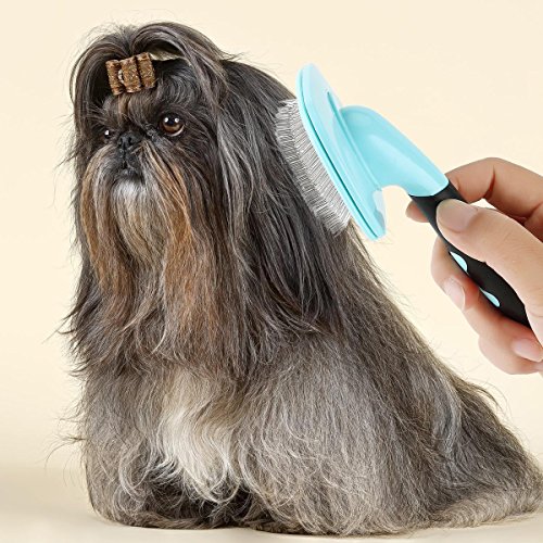 Makerfire Cepillo para Perros de Pelo Largo Pelo Corto, Cepillos para Gatos, 360 Degree Rotation Flexible Slicker Brush for Mascota Azul