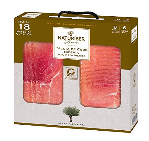 Maletín de Paleta Ibérica - 12 sobres de lonchas de paleta iberica de cebo (12 x 85 Gr = 1,020 Kg) | Loncheado NATURÍBER