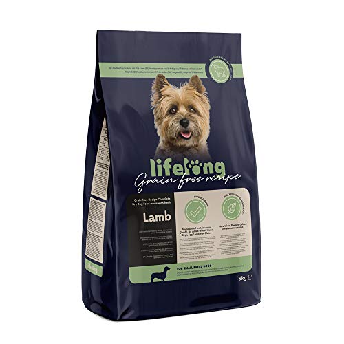 Marca Amazon - Lifelong Alimento seco completo para perros de razas pequeñas con cordero fresco, receta sin cereales - 3kg