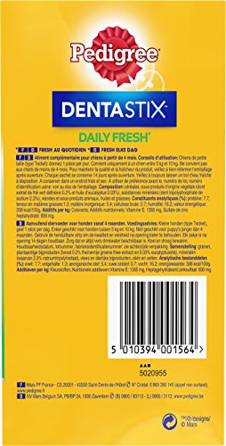 Mars Pedigree Dentastix Fresh - Friandises pour Petit Chien, 112 bâtonnets à mâcher pour l'hygiène bucco-dentaire (16 sachets de 7 Sticks)