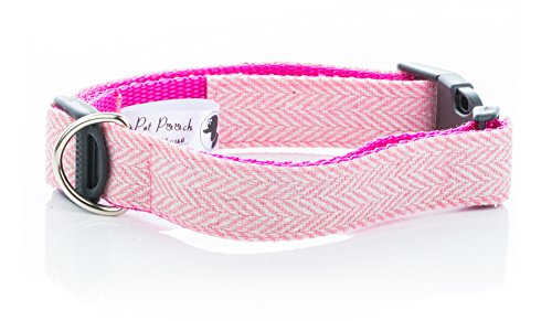 Mascotas Perros Tweed de Boutique Collar para Perro, Mediano, Rosa