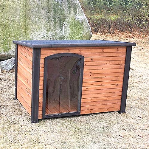 MASP Perreras Mascota Cama Perro Grande Casa de Madera Casa Deluxe Pet Home Interior/Exterior Wood House Gato del Refugio (Color : Brown, Size : B1)