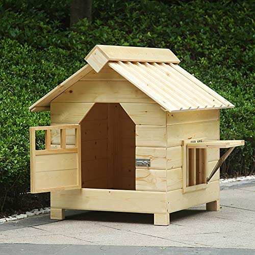 MASP Perreras Mascota Cama Perro Grande Casa de Madera Casa Deluxe Pet Home Interior/Exterior Wood House Gato del Refugio (Color : No Rain Cloth, Size : L)