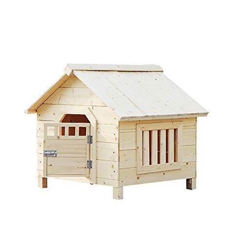 MASP Perreras Mascota Cama Perro Grande Casa de Madera Casa Deluxe Pet Home Interior/Exterior Wood House Gato del Refugio (Color : No Rain Cloth, Size : L)