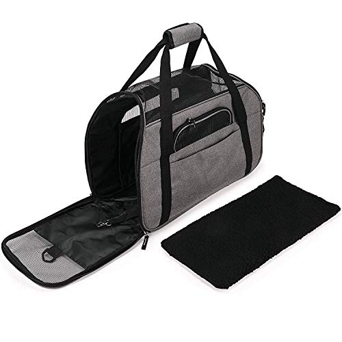 Maxmer Capazo de Perro Portador Perro Mochila Gatos Bolsa Canasta Transportín Plegable para Aerolínea, Color Gris