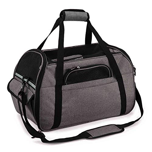 Maxmer Capazo de Perro Portador Perro Mochila Gatos Bolsa Canasta Transportín Plegable para Aerolínea, Color Gris