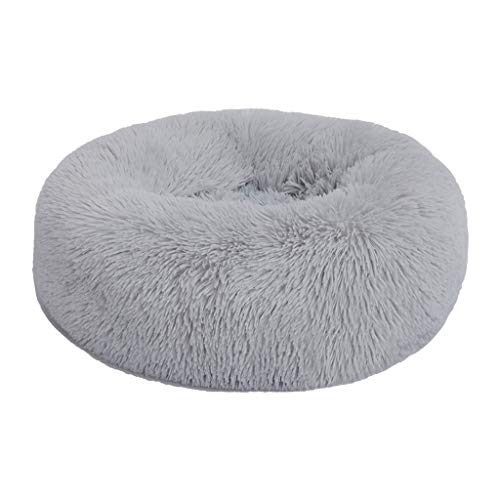 MC.PIG Cat Cama tapizada Cama-Ortopedia Gato Cama Confortable Dona Abrazo del Gato Cama Redonda Super Suave Lavable Auto-Aislamiento Mascota Almohada Cama (Color : Light Gray, Size : 70cm)