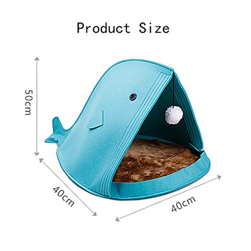 MeiHao Cama Plegable para Gatos, Tipo tiburón Nido para Mascotas Fieltro Creativo Perro Gato Perrito Perrito Suave casa Perrera Cojín cálido,Blue