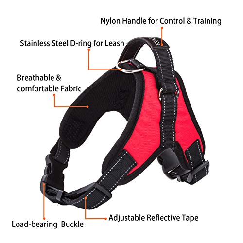 MerryBIY Arnés del Animal Doméstico Pet Harness Perro Collar Chaleco para Mascotas en el Pecho Correas con la Manija Accesorio Cuerda Lo Mejor para Pasear(Rojo, L)