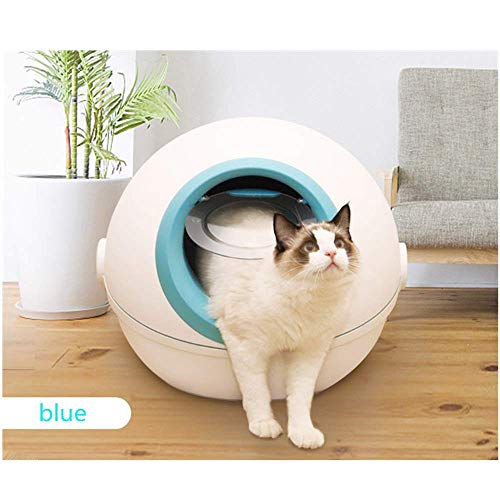 Midiao Caja de Arena for Gatos Gatito higiénico doméstico del Gato Caja de Arena Doble Puerta de la casa del Gato Frontal Entrada Ultra Camada de autolimpieza Caja for Gatos (Color : Blue)