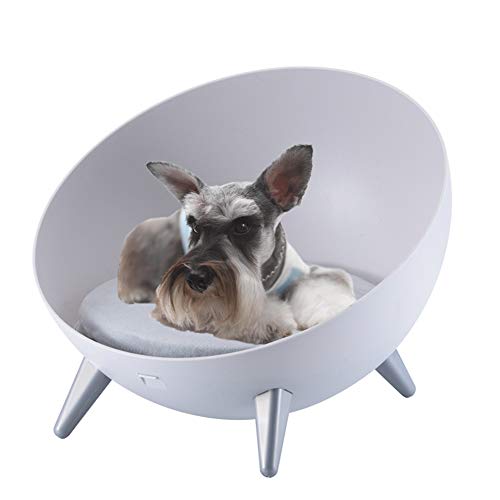 MIGHTYDUTY Cama Hemisférica para Perros de la Marca Almohadilla de Felpa elástica Suave para Mascotas pequeñas y Medianas (Gris)