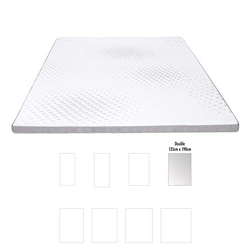 Milliard - Colchón Topper de Gel y Espuma viscoelástica de 5 cm con Funda de bambú Suave Que se Puede extraer y Lavar - 135cm x 190cm