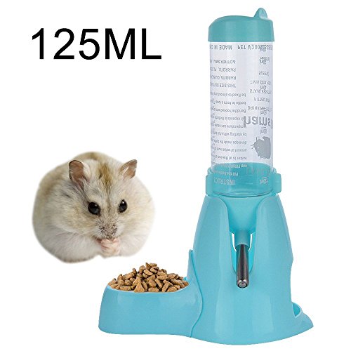 MOACC Hamster Botella de Agua Alimentador Automático Dispensador de Agua para Ratas, Cobayas, Hurones, Conejos, Pequeños Animales, 125ml, Azul