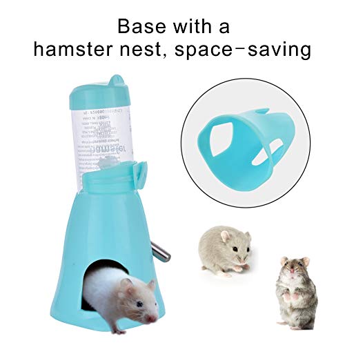 MOACC Hamster Botella de Agua Alimentador Automático Dispensador de Agua para Ratas, Cobayas, Hurones, Conejos, Pequeños Animales, 80ml, Azul