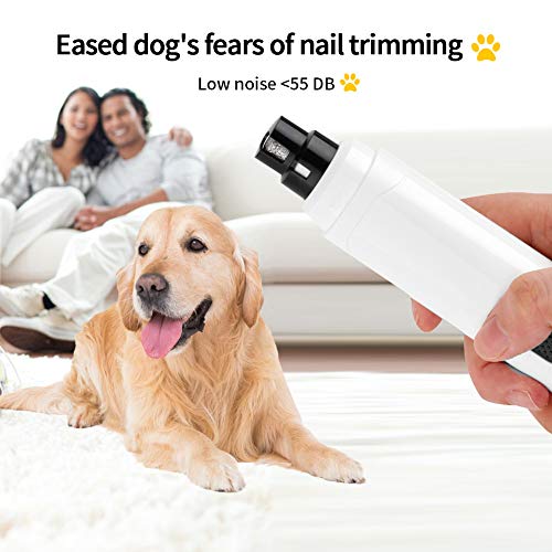 Molinillo de uñas profesional para perros, lima de uñas eléctrica, recargable y portátil, de bajo ruido 2 velocidades, molienda rápida para perros grandes, medianos y pequeños (3 puertos, cable USB)