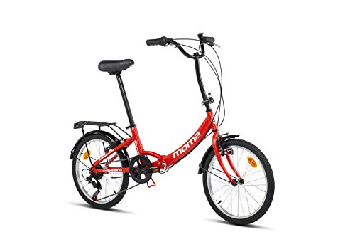 Moma Bikes Bicicleta Plegable Urbana SHIMANO FIRST CLASS 20" Alu, 6V. Sillin Confort, Rojo