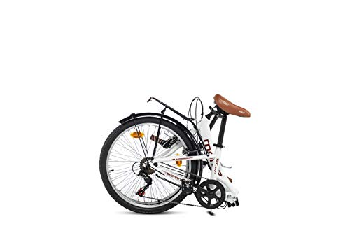 Moma Bikes Bicicleta Plegable Urbana SHIMANO TOP CLASS 24" Alu, 6V. Sillin Confort,Blanco