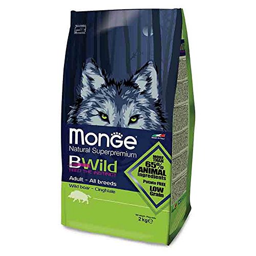 Monge bwild Perro Adultos Jabalí KG. 2 alimento seco Sin Cereales para Perros, única