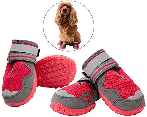 Morezi - Botas Transpirables de Malla para Perros y Mascotas con Correas Ajustables y Reflectantes