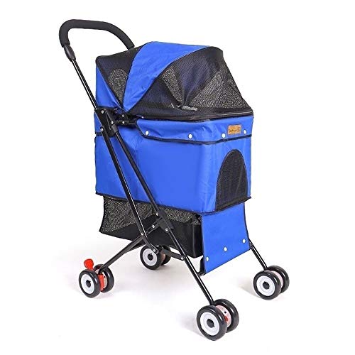 MTCWD Perro Gato Animal Cochecito Carrito de Transporte para Mascotas para Gato Remolque Remolque transportador de Perros (Color : Blue)