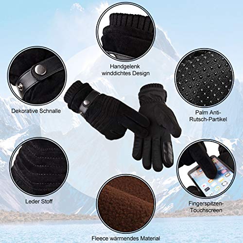 MUCO Guantes de Invierno Calientes a Prueba del Viento Guantes para el Clima Frío de Pantalla Táctil con Diseño Antideslizante