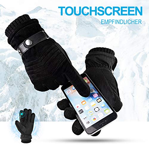 MUCO Guantes de Invierno Calientes a Prueba del Viento Guantes para el Clima Frío de Pantalla Táctil con Diseño Antideslizante